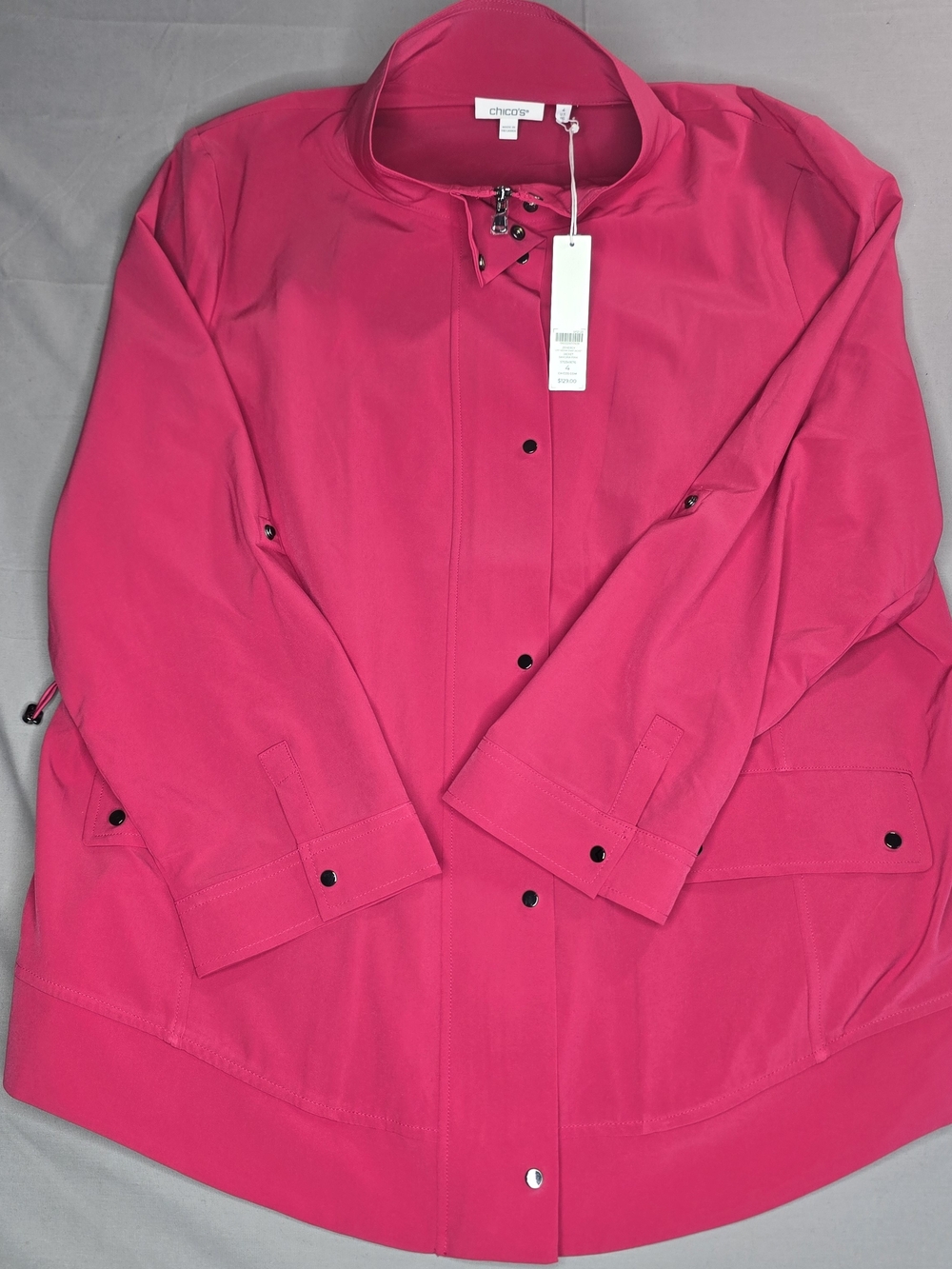 Chico’s Zenergy UPF Neema Snap Jacket Sangria Pink XXL NWT $129